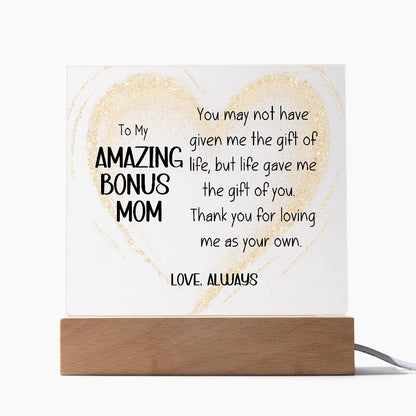 Amazing Bonus Mom Square Acrylic Plaque
