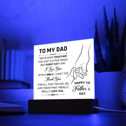 Dad Happy 1st Father's Day Square Acrylic Plaque