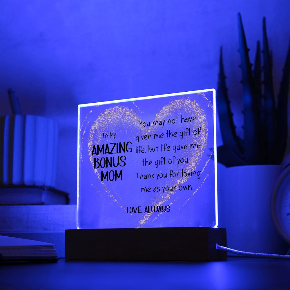 Amazing Bonus Mom Square Acrylic Plaque
