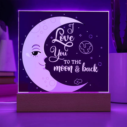 I LOVE YOU TO THE MOON & BACK SQUARE ACRYLIC PLAQUE