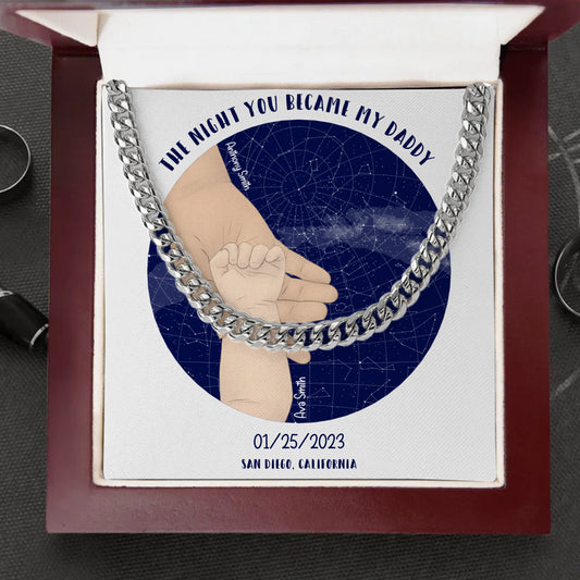 Customized Star Map -The Night You Became My Dad Cuban Link Chain - Luxury Box