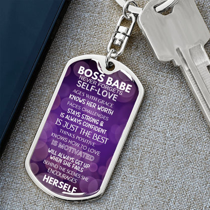 BOSS BABE DOGTAG SWIVEL KEYCHAIN