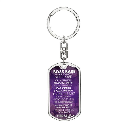 BOSS BABE DOGTAG SWIVEL KEYCHAIN