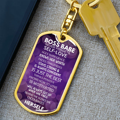 BOSS BABE DOGTAG SWIVEL KEYCHAIN