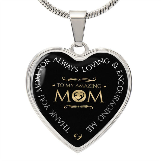 Amazing Mom Heart Pendant Necklace