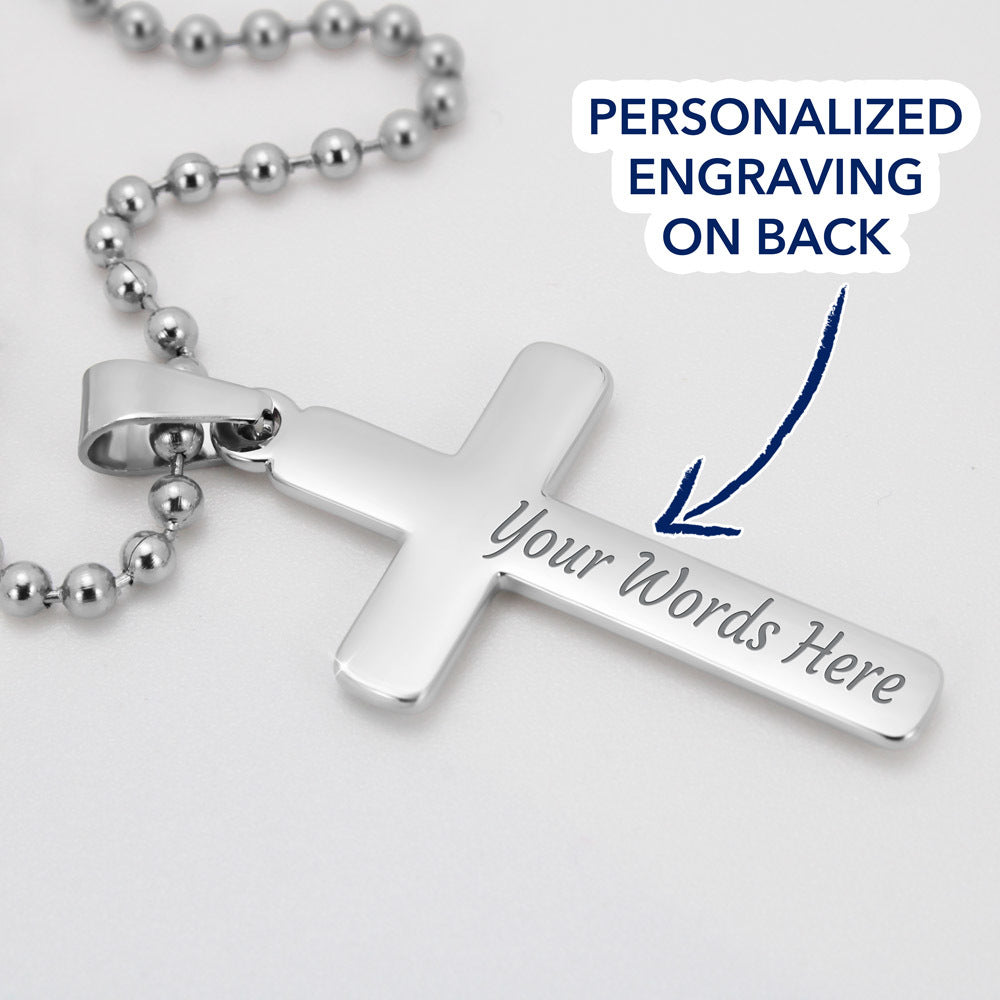Bonus Dad Personalized  Cross Necklace