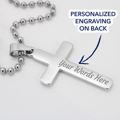 Bonus Dad Personalized  Cross Necklace