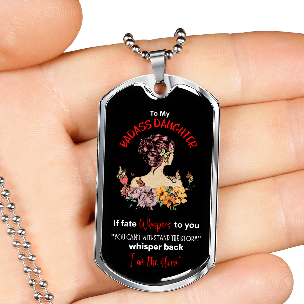 Badass Daughter Dog Tag Blk
