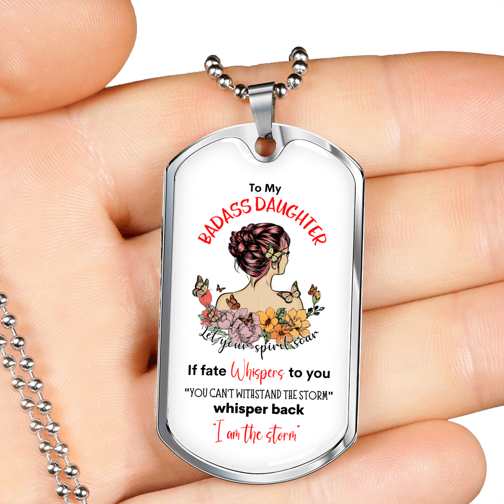 Badass Daughter Dog Tag Necklace