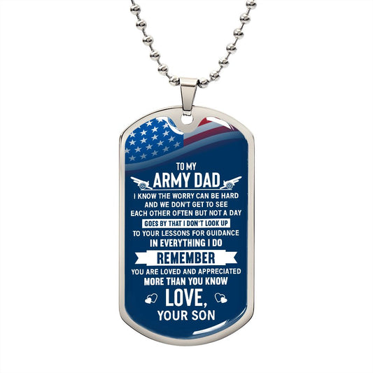 Army Dad Worry Dog Tag Ball Chain