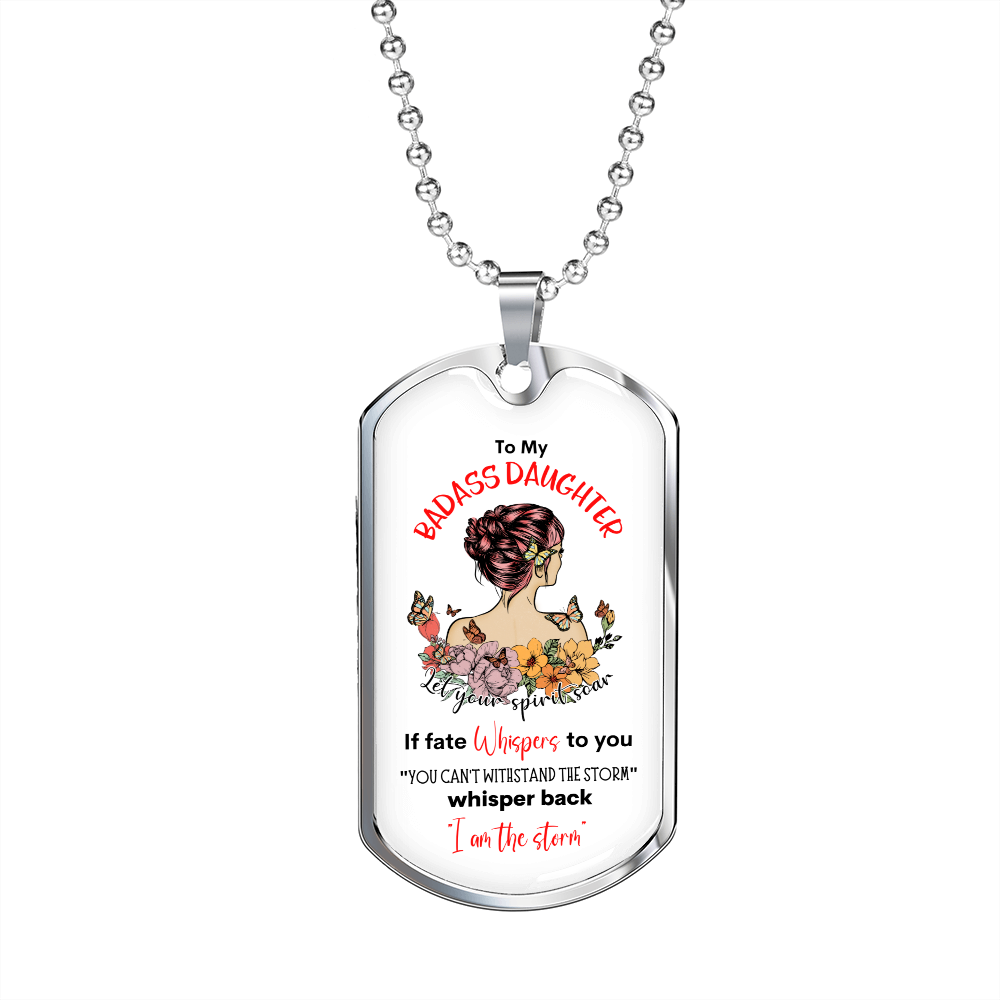 Badass Daughter Dog Tag Necklace