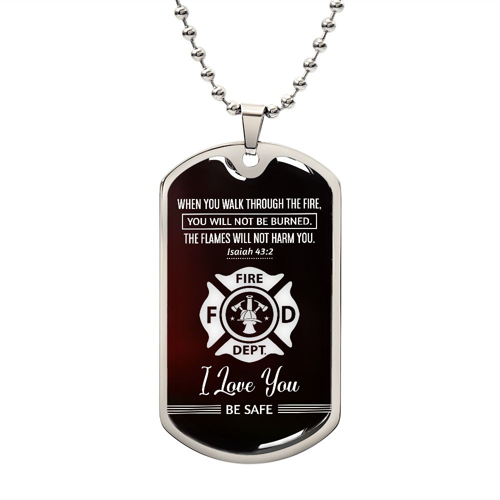 Firefighter Walk Through Dog Tag Ball Chain