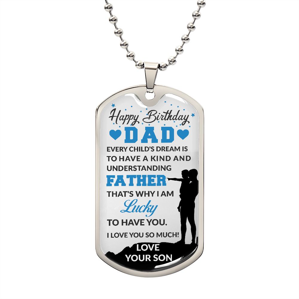 Happy Birthday Dad Son Dog Tag Ball Chain