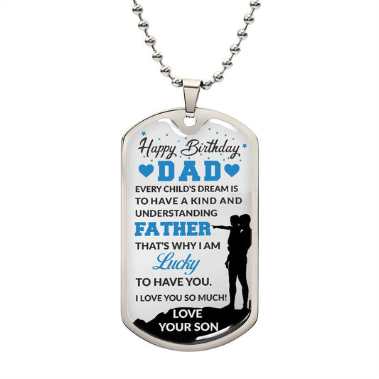 Happy Birthday Dad Son Dog Tag Ball Chain
