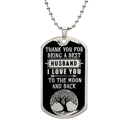 Best Husband Moon Dog Tag Ball Chain