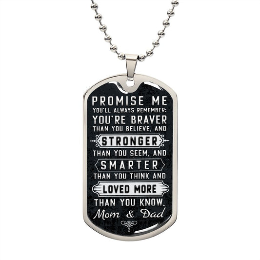 Son Promise Me Dog Tag Ball Chain