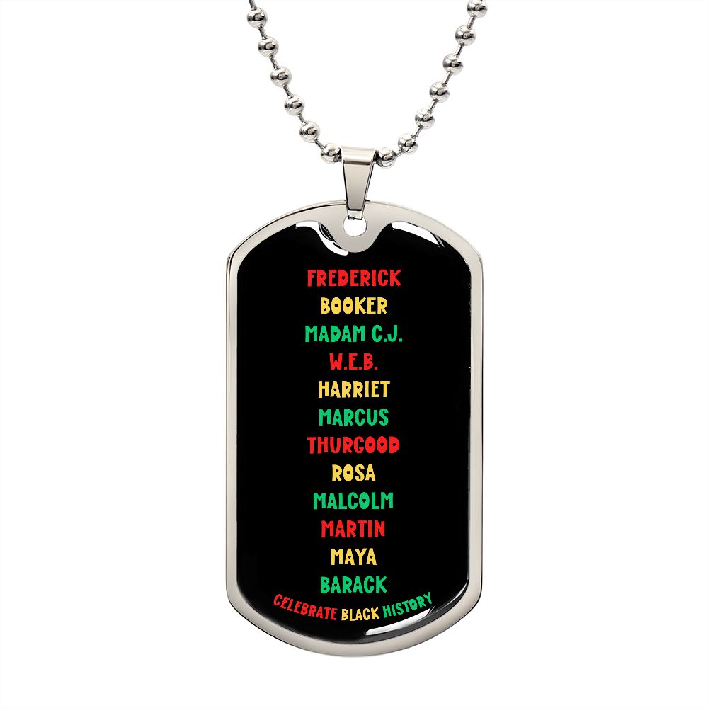 CELEBRATE BLACK HISTORY DOGTAG BALL CHAIN
