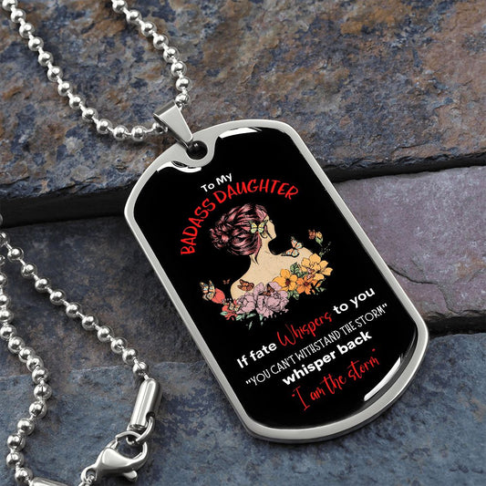 Badass Daughter Dog Tag Blk