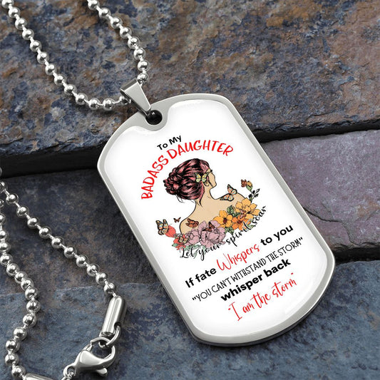 Badass Daughter Dog Tag Necklace