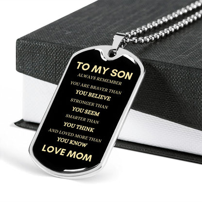 Son Always Mom Dog Tag Necklace