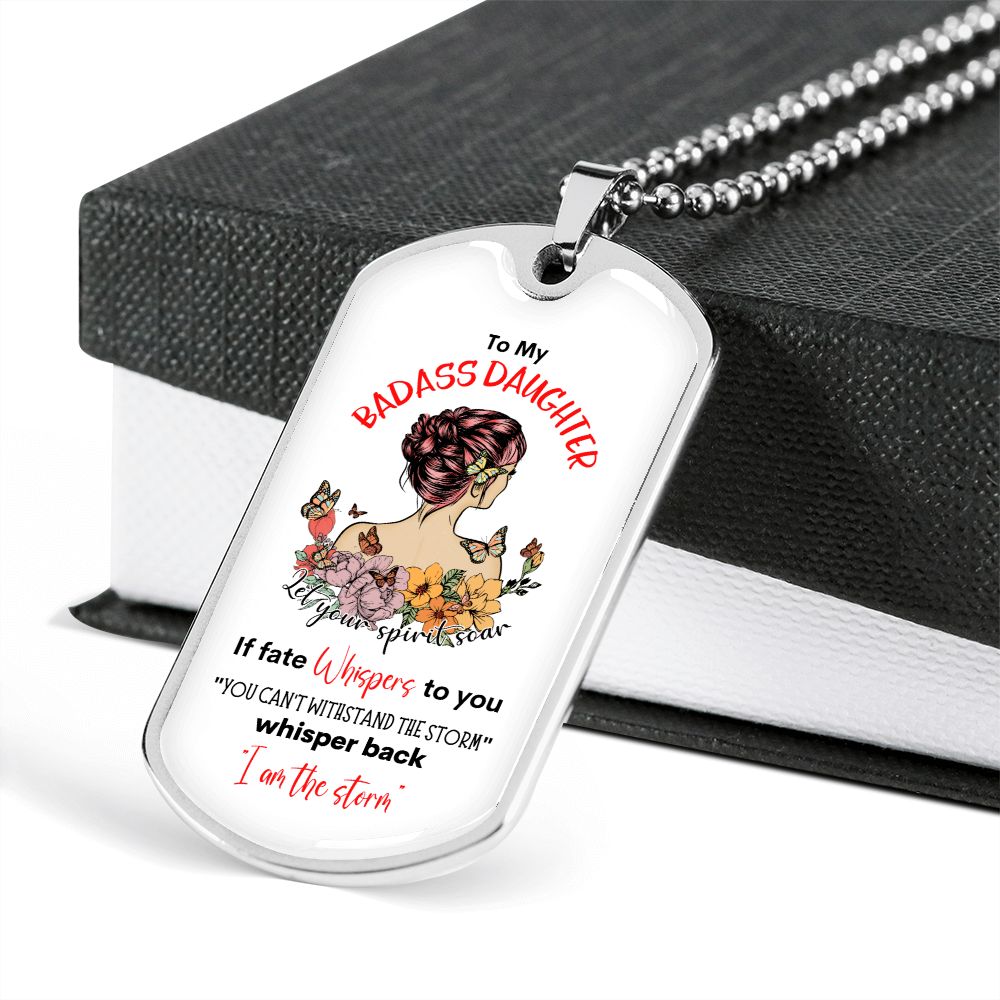 Badass Daughter Dog Tag Necklace