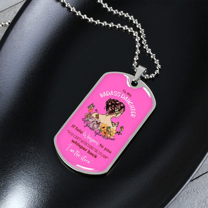 Badass Daughter Dog Tag Pink