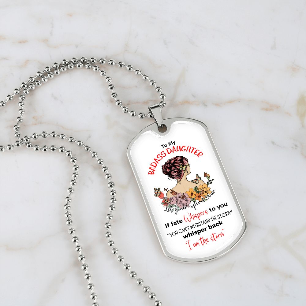 Badass Daughter Dog Tag Necklace