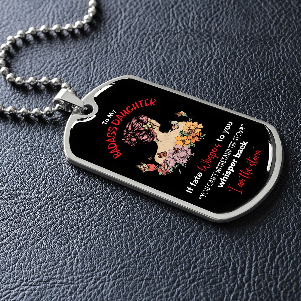 Badass Daughter Dog Tag Blk
