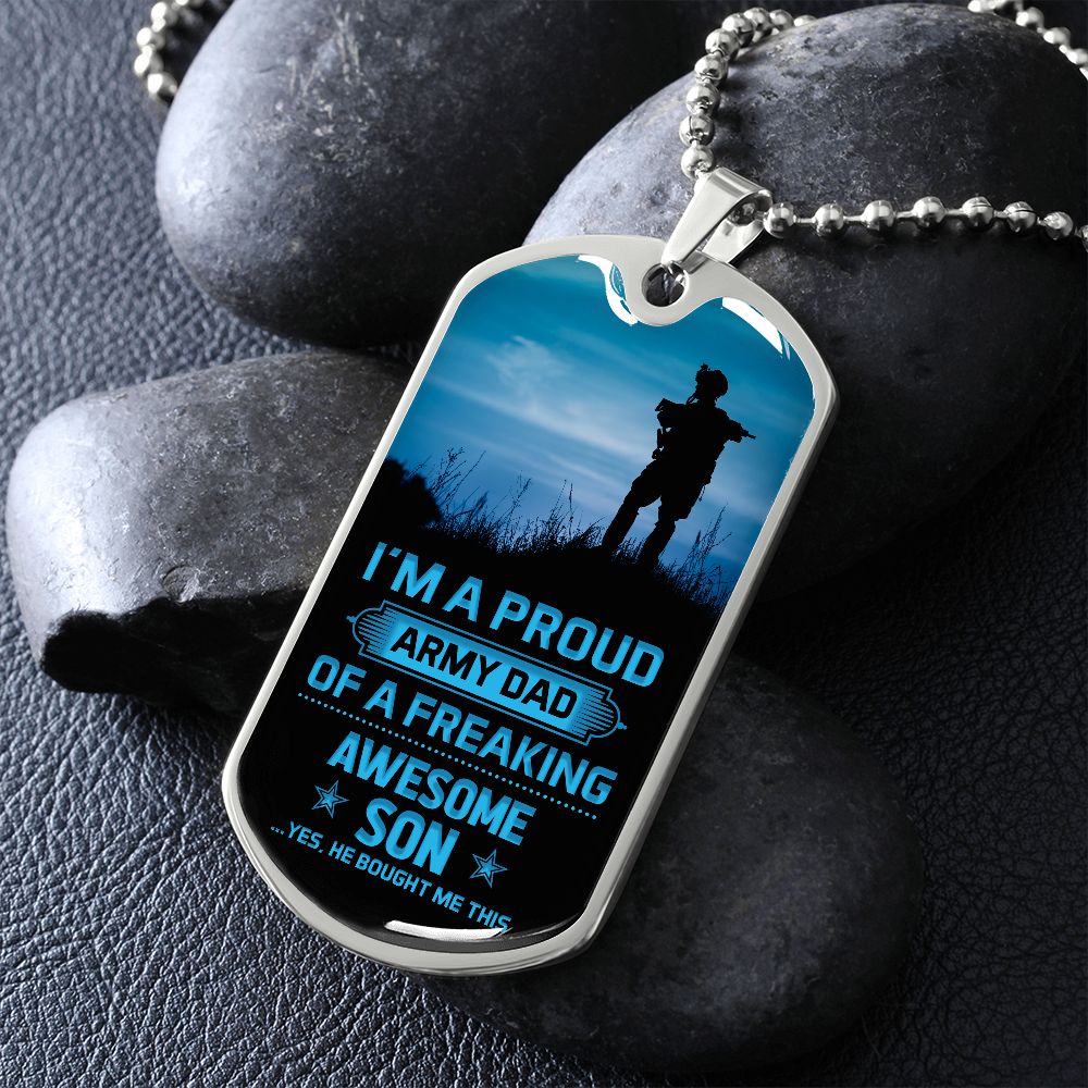 Proud Army Dad Dog Tag Ball Chain