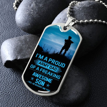 Proud Army Dad Dog Tag Ball Chain