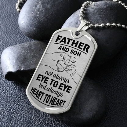 Father Son Heart 2 Heart Dog Tag Ball Chain