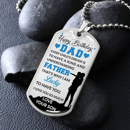 Happy Birthday Dad Son Dog Tag Ball Chain