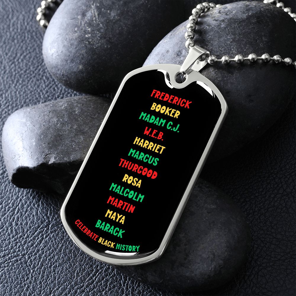CELEBRATE BLACK HISTORY DOGTAG BALL CHAIN
