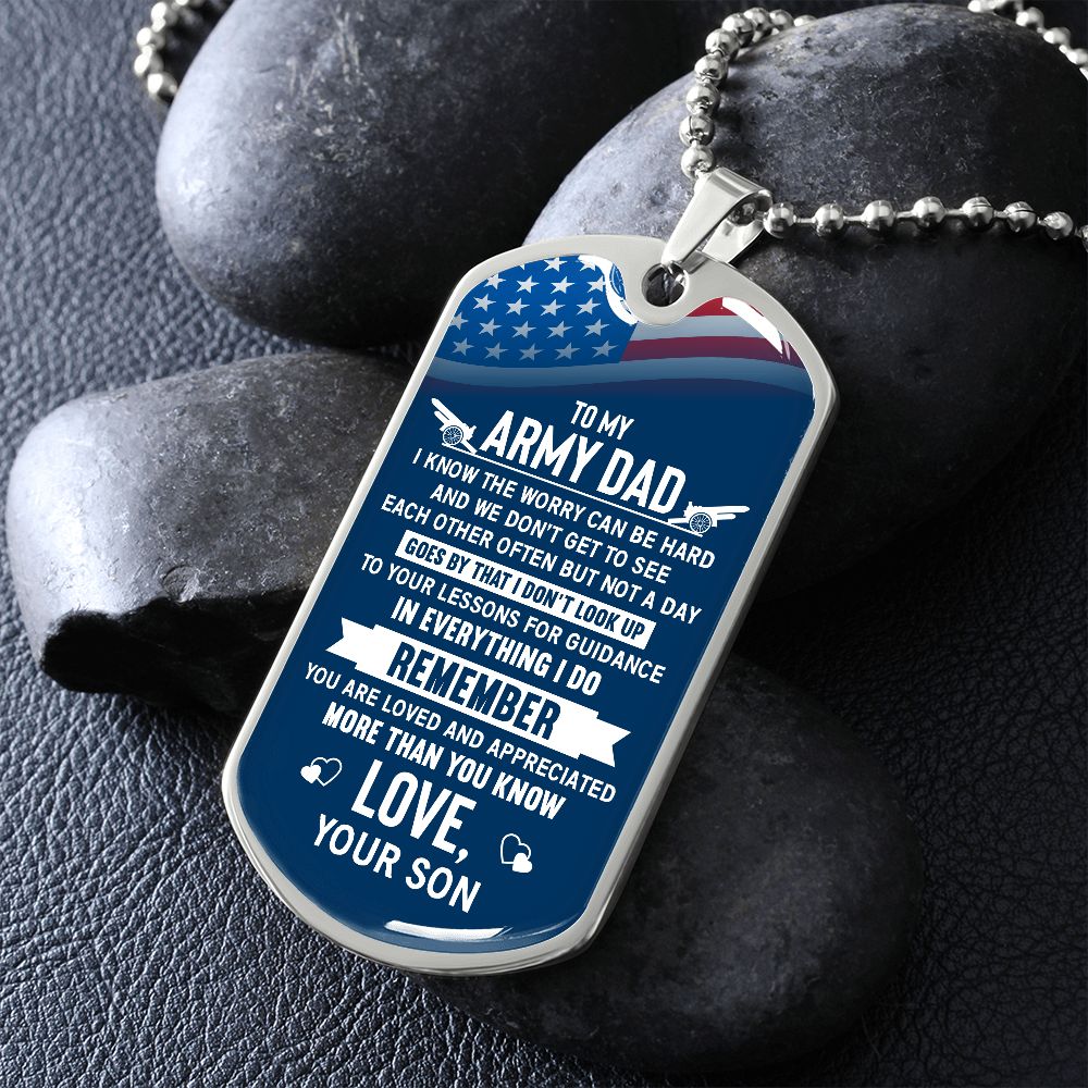 Army Dad Worry Dog Tag Ball Chain