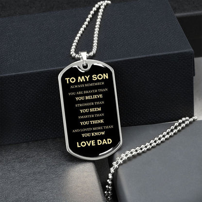 Son Always Dad Dog Tag Necklace