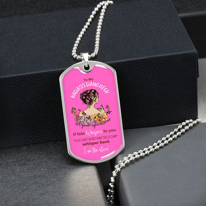 Badass Daughter Dog Tag Pink