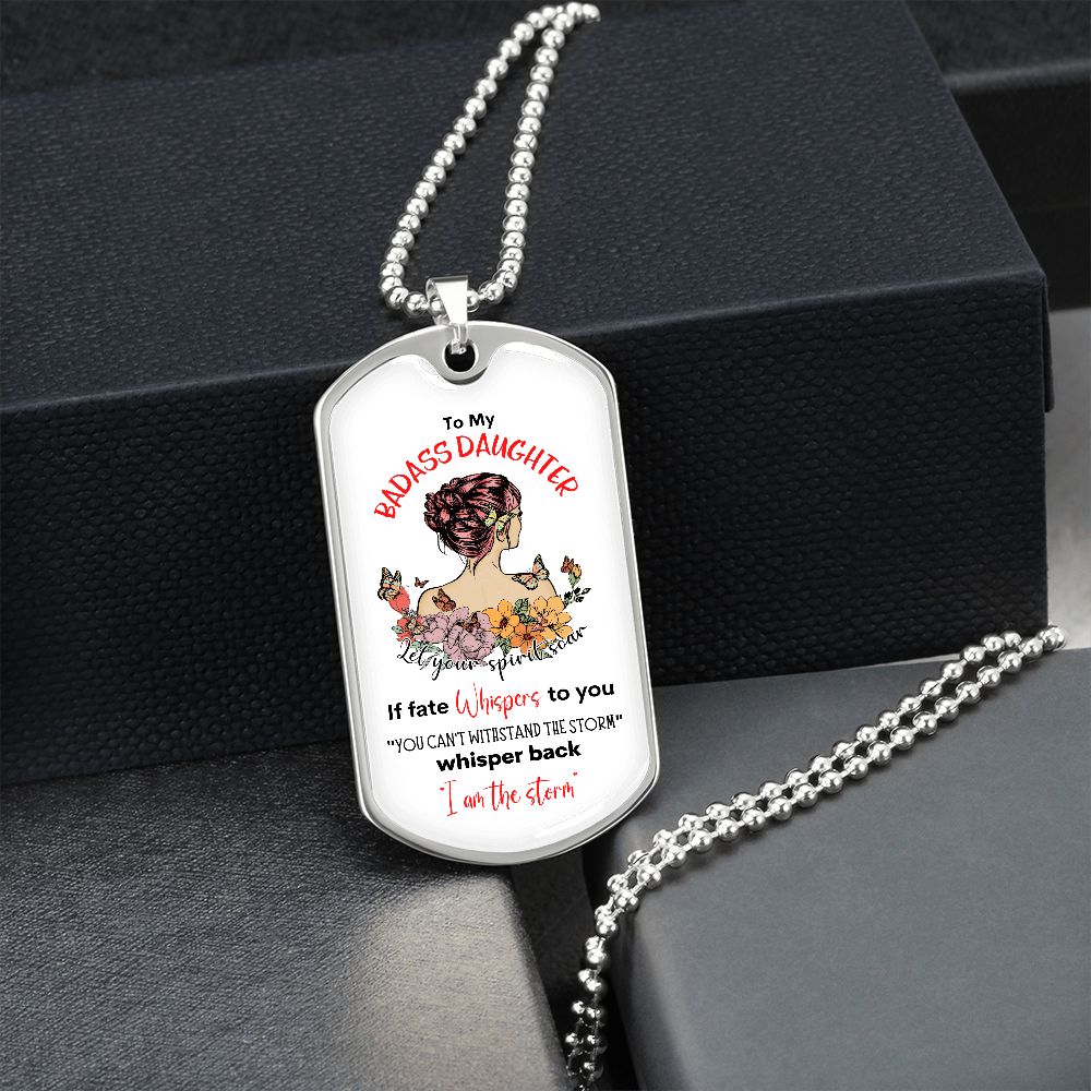 Badass Daughter Dog Tag Necklace