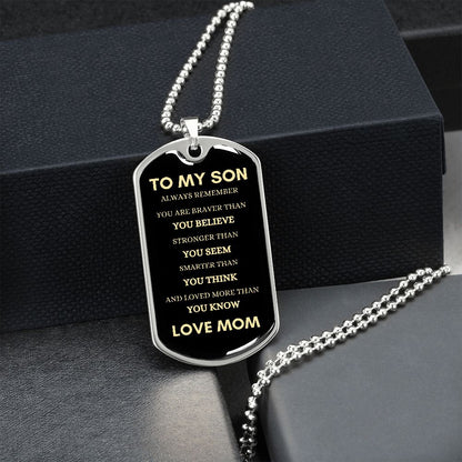 Son Always Mom Dog Tag Necklace