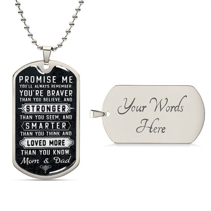 Son Promise Me Dog Tag Ball Chain