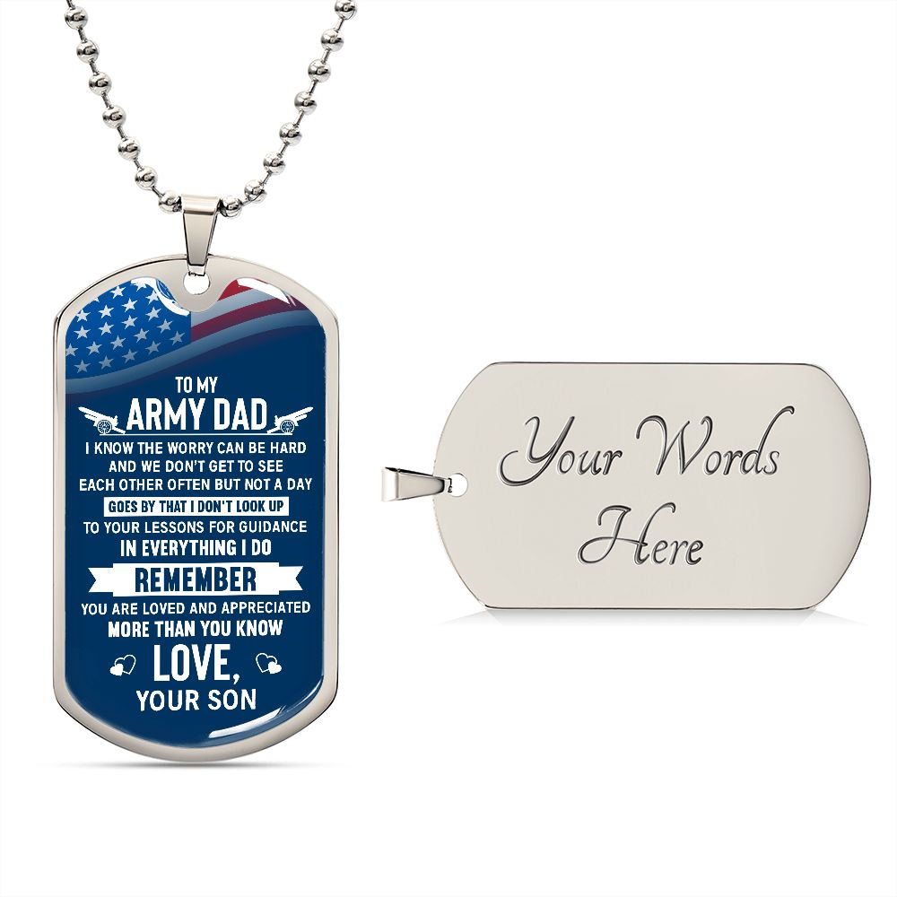Army Dad Worry Dog Tag Ball Chain