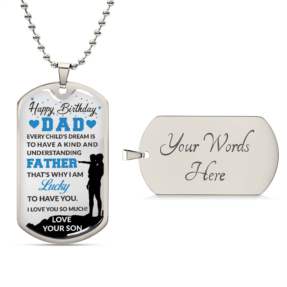 Happy Birthday Dad Son Dog Tag Ball Chain