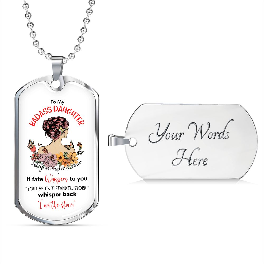 Badass Daughter Dog Tag Necklace