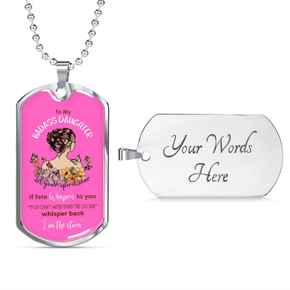 Badass Daughter Dog Tag Pink