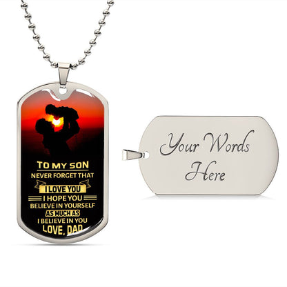Son Never Forget Dog Tag Ball Chain