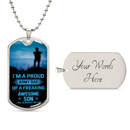 Proud Army Dad Dog Tag Ball Chain