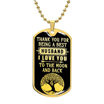 Best Husband Moon Dog Tag Ball Chain