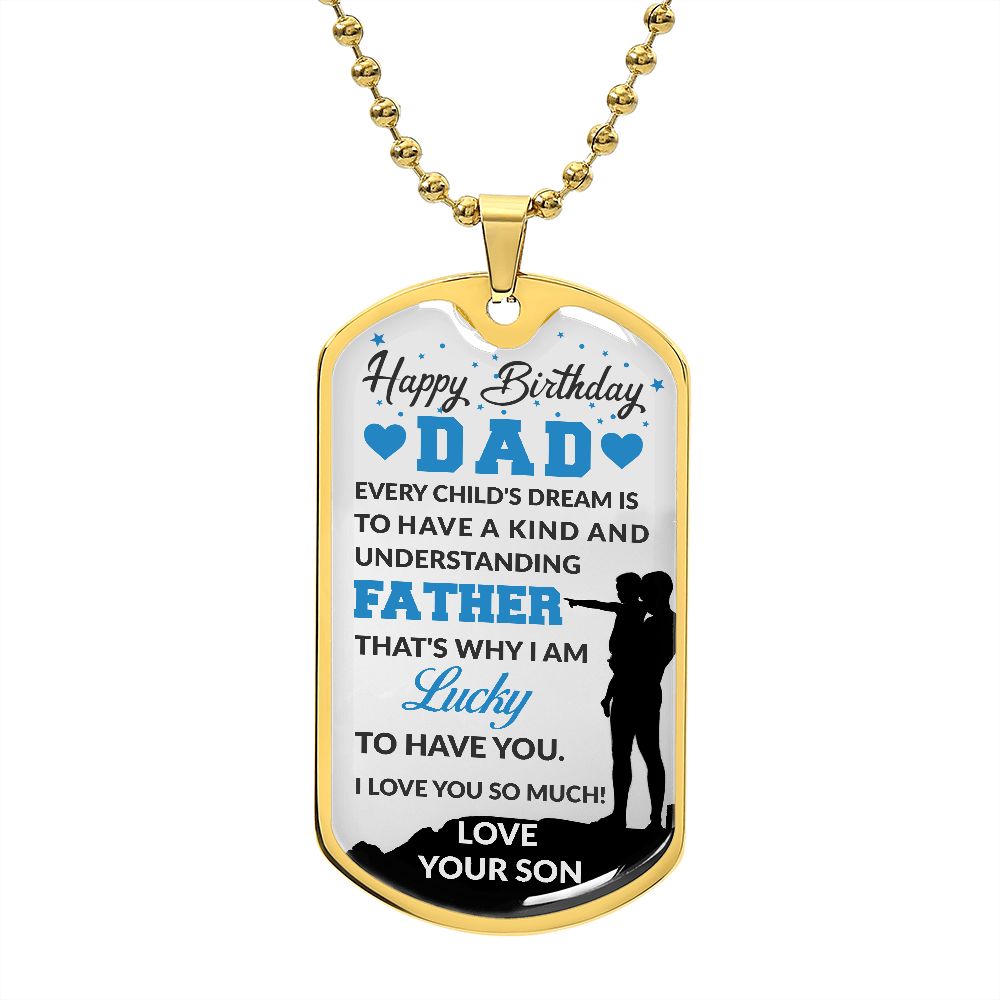 Happy Birthday Dad Son Dog Tag Ball Chain