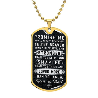 Son Promise Me Dog Tag Ball Chain