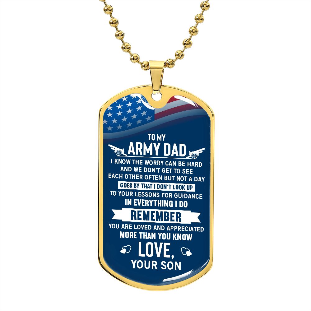 Army Dad Worry Dog Tag Ball Chain
