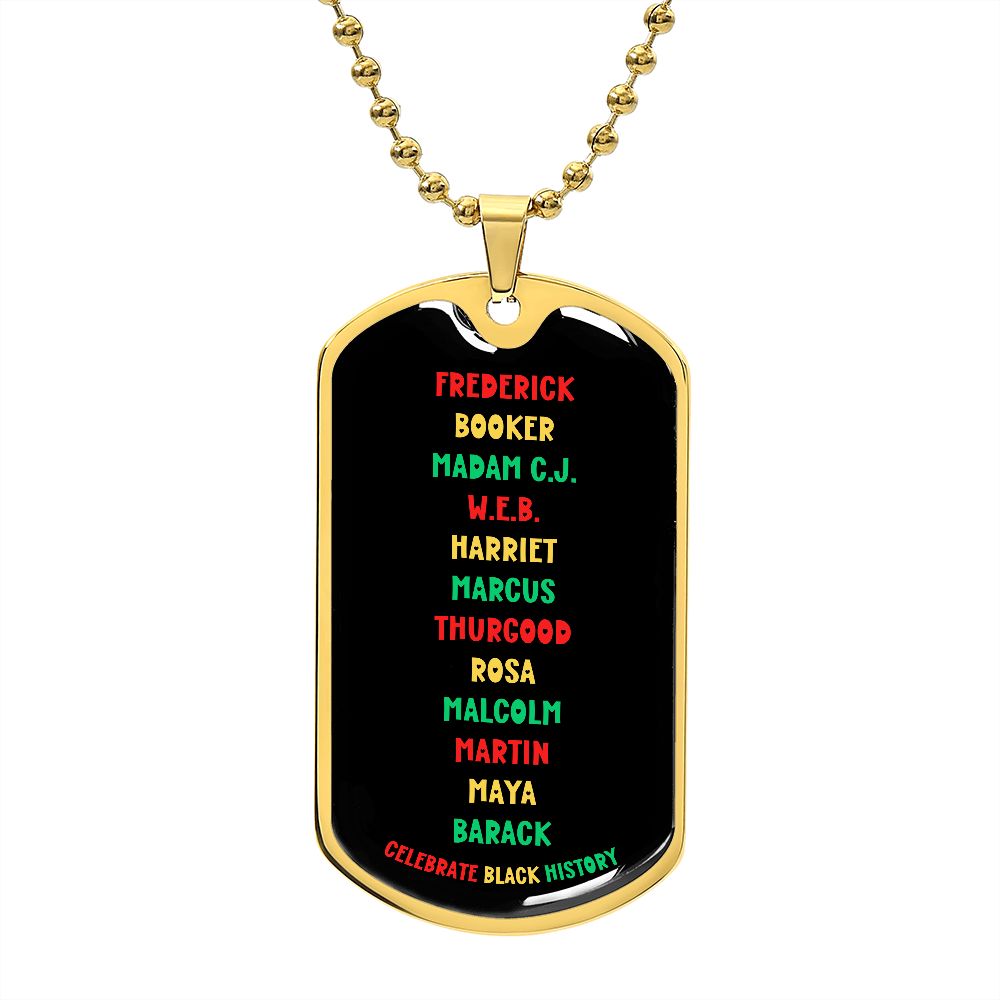 CELEBRATE BLACK HISTORY DOGTAG BALL CHAIN